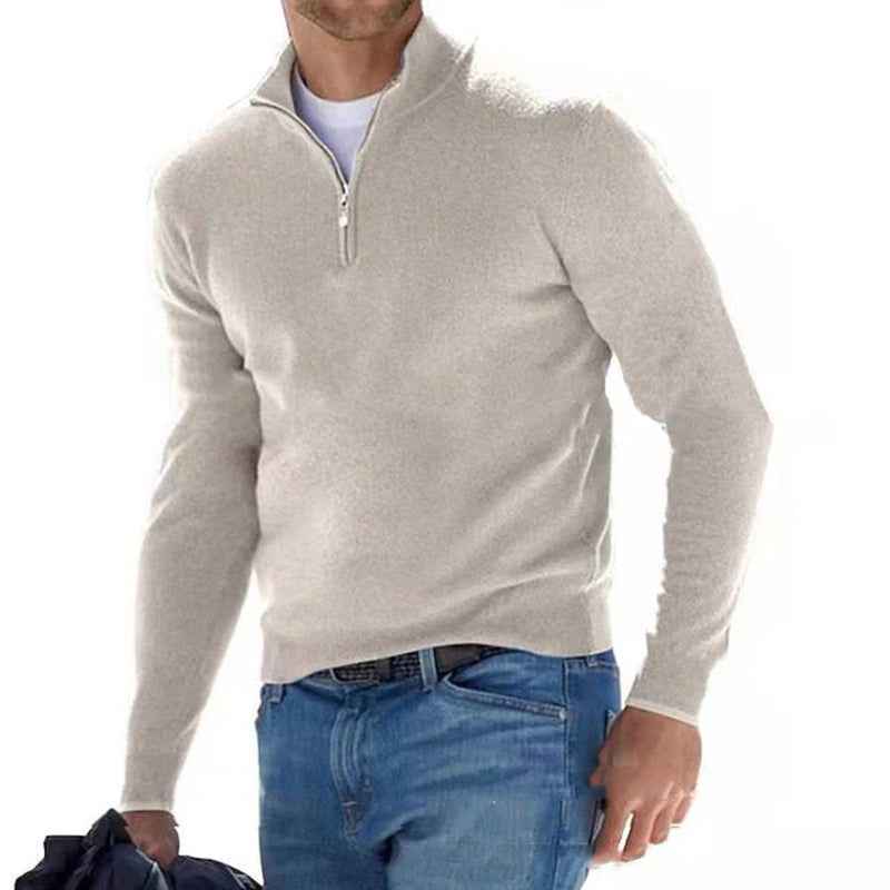 Men'S Half-Zip Sweater Merino Wool Knit Pullover