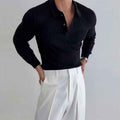 Men’s Ribbed Knit Long Sleeve Polo