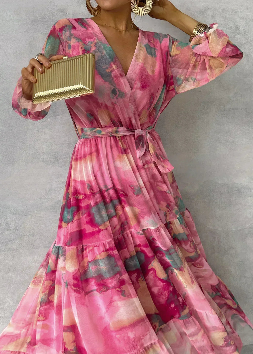 Women's Floral Wrap Maxi Dress