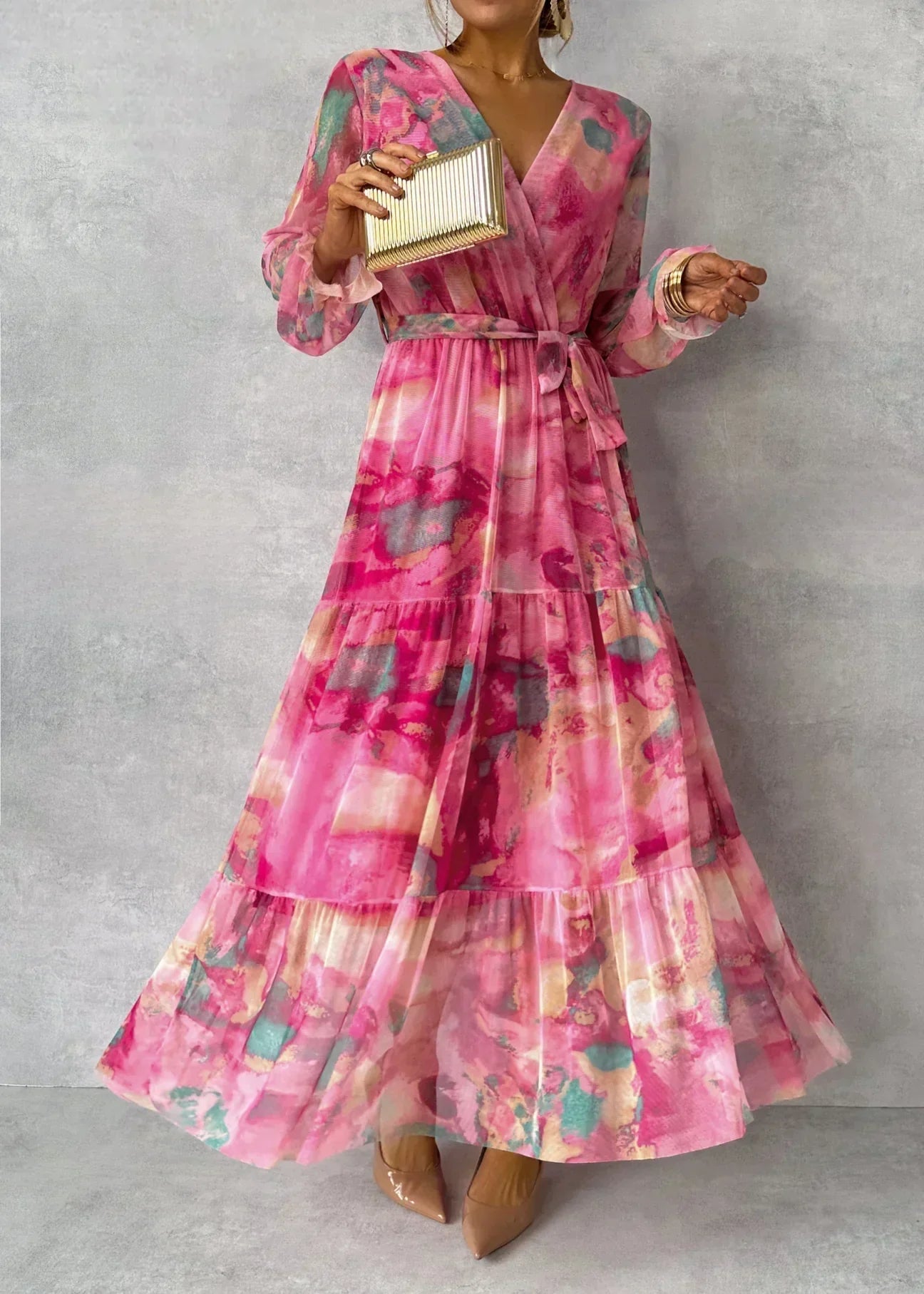 Women's Floral Wrap Maxi Dress