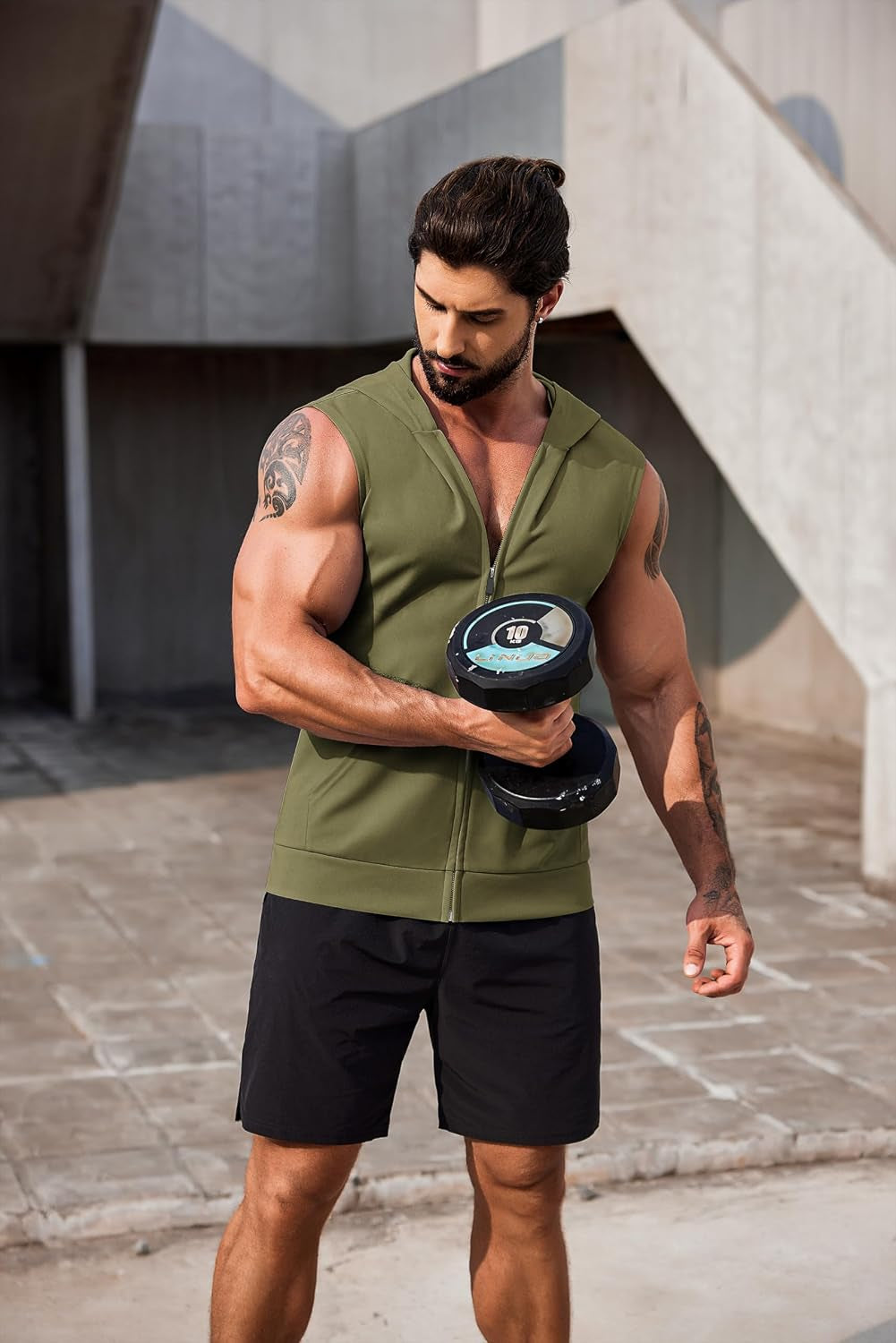 Men's Zip-Up Hooded Gym Tank