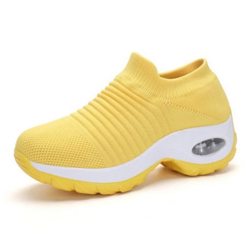 Women'S Walking Trainers Fashion Fly Weaving Sock Sneakers Breathable Comfortable Nursing Shoes Casual Platform Loafers Non-Slip