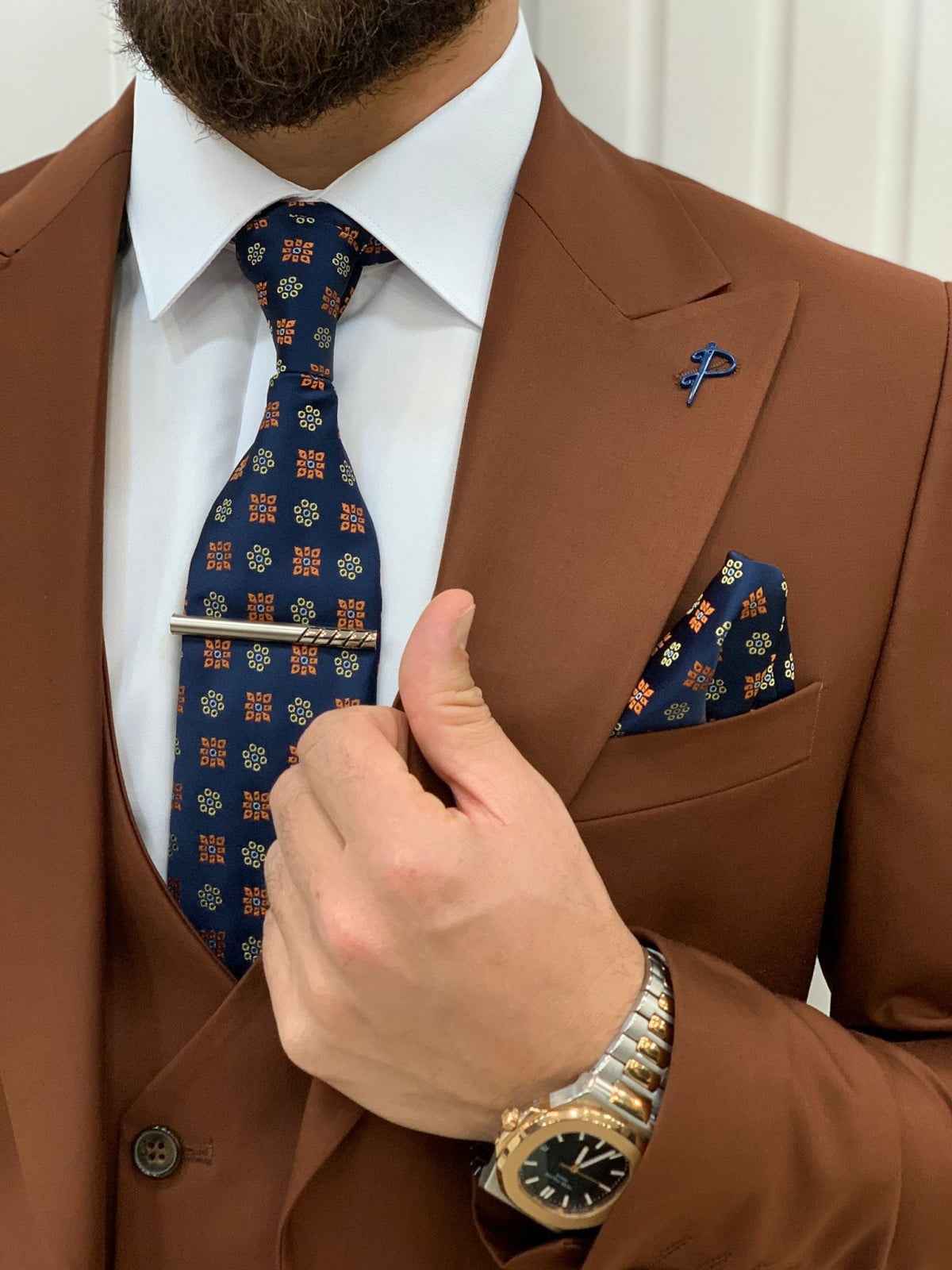 Men’s Brown 3-Piece Slim Fit Suit