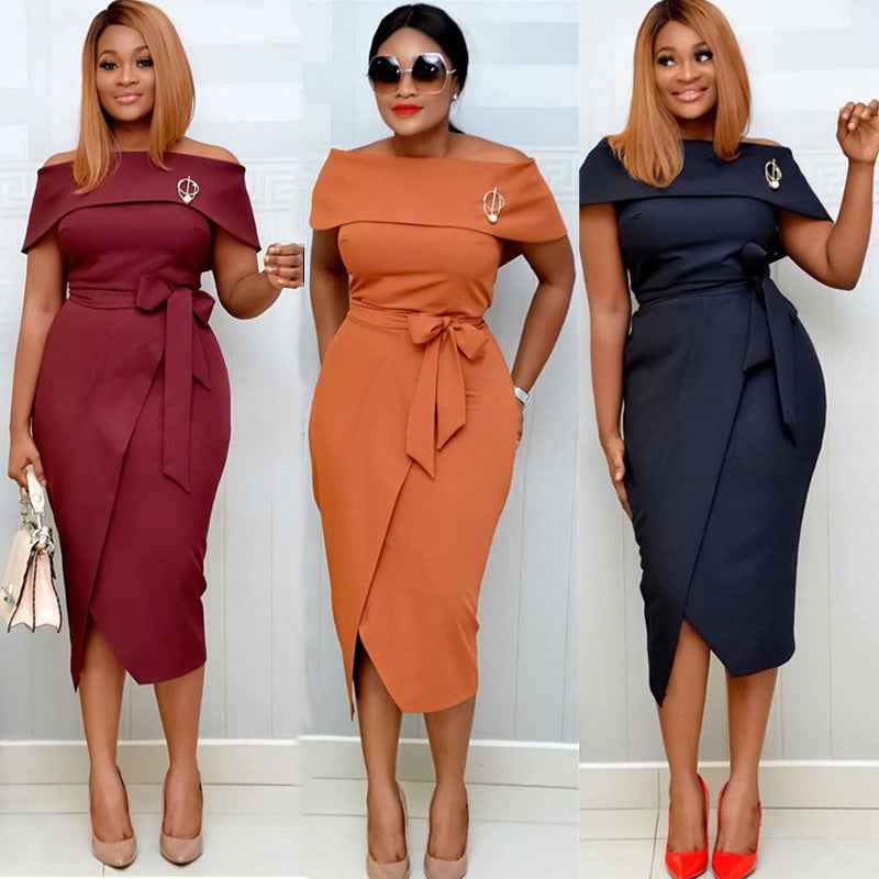 African One Shoulder Plus Size Dress