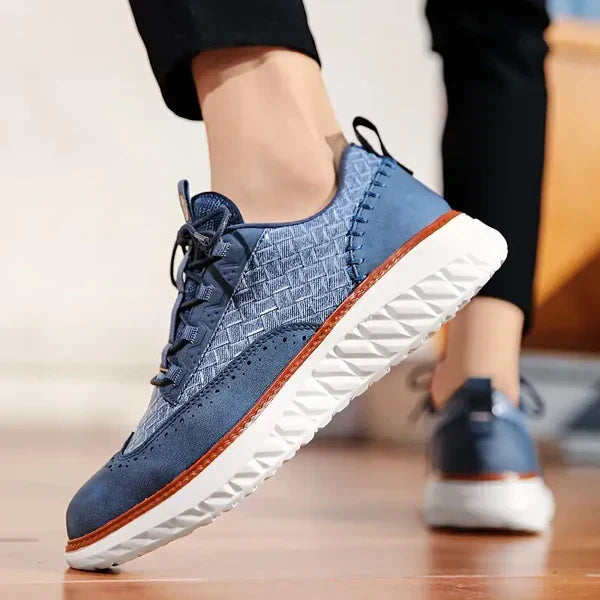 Men's Genuine Leather Mesh Sneakers