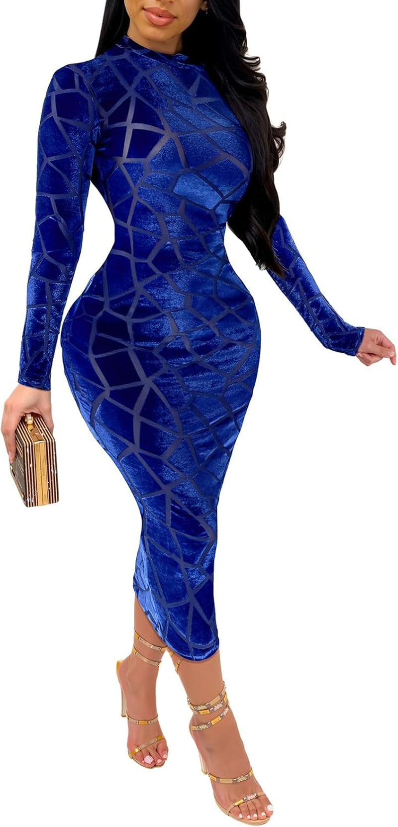 Women's Mesh Bodycon Midi Dress