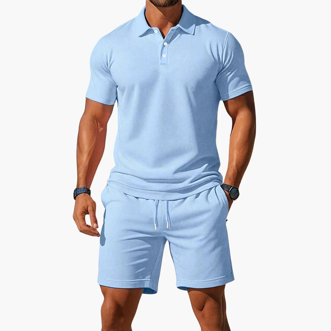 Men's Knit Polo & Shorts Set