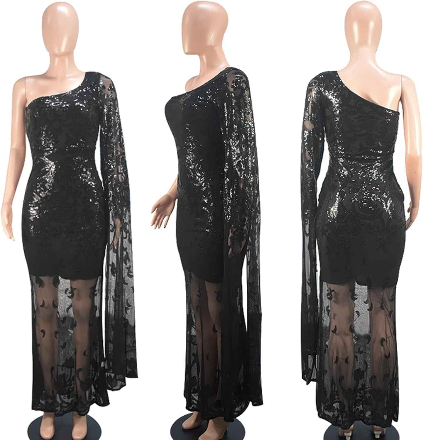 Sparkle Sheer Sequin Evening Gown
