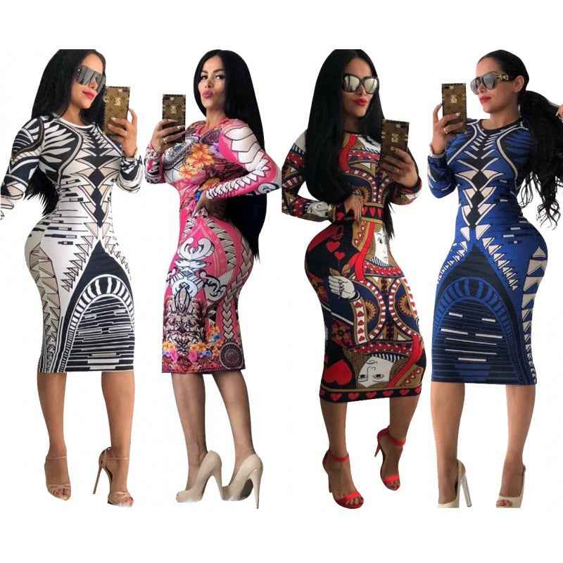 Women’s African Print Bodycon Midi Dress