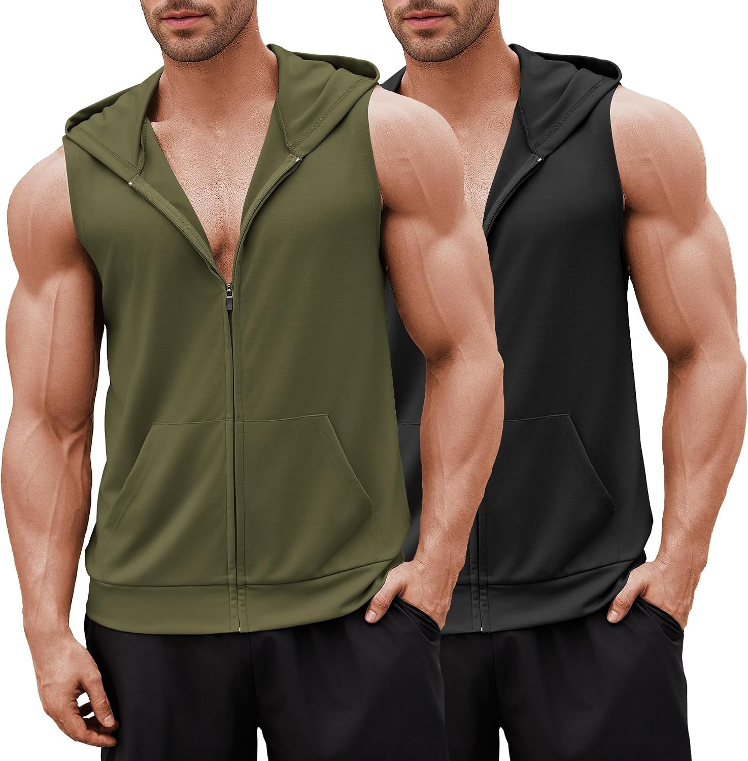 Men's Zip-Up Hooded Gym Tank