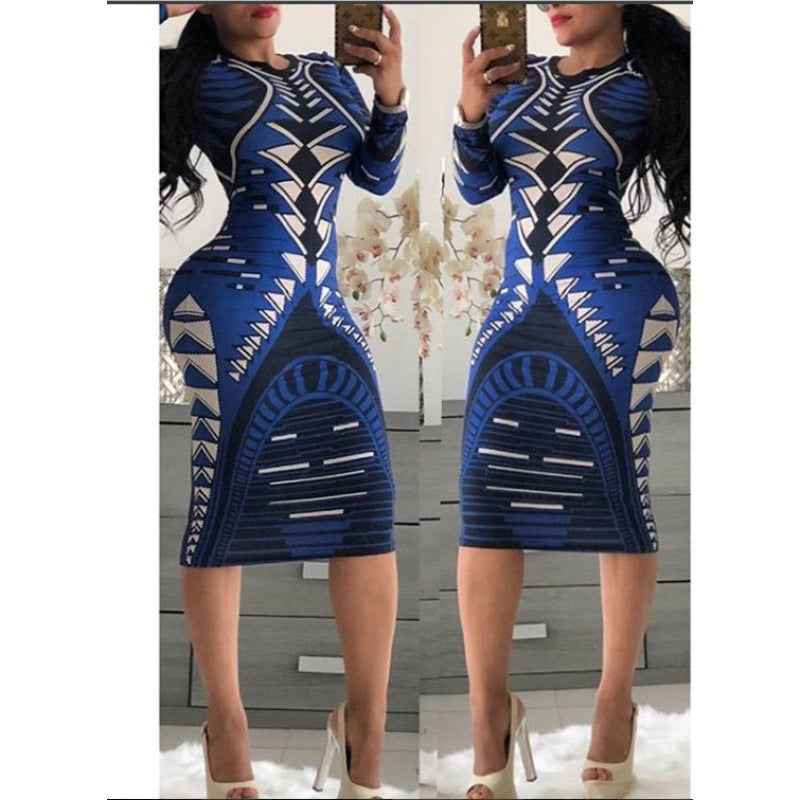 Women’s African Print Bodycon Midi Dress