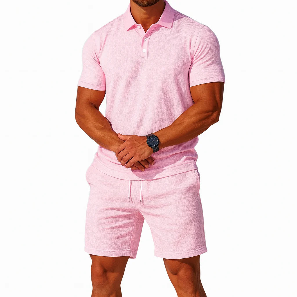 Men's Knit Polo & Shorts Set