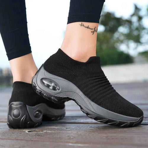 Women'S Walking Trainers Fashion Fly Weaving Sock Sneakers Breathable Comfortable Nursing Shoes Casual Platform Loafers Non-Slip