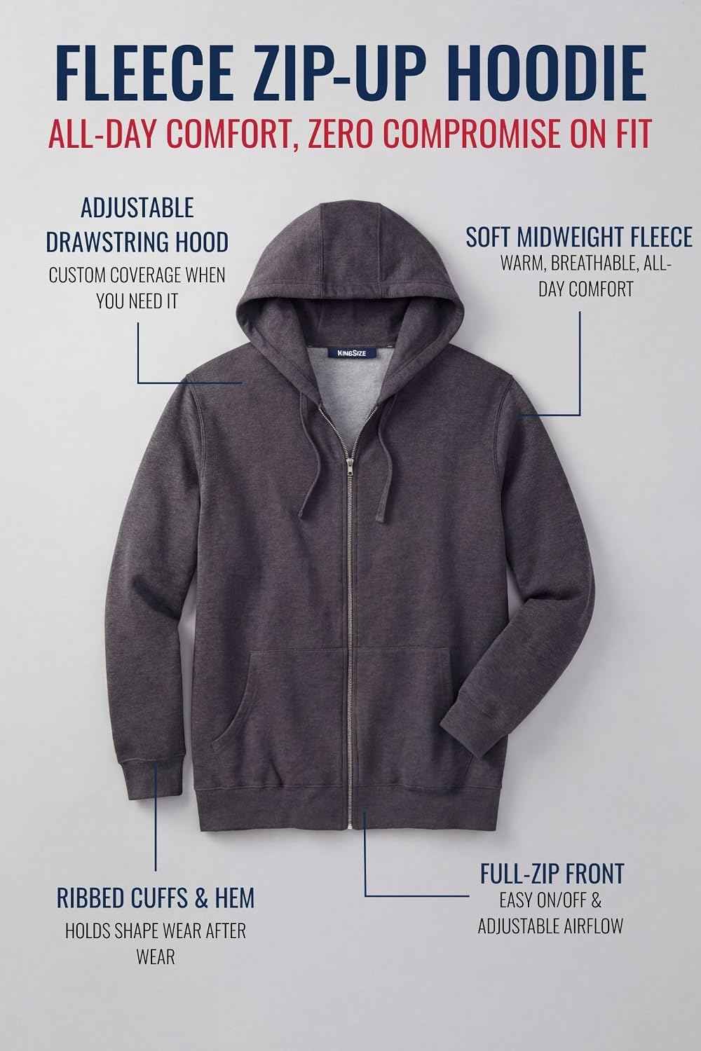 Men’s Fleece Zip-Up Hoodie Jacket