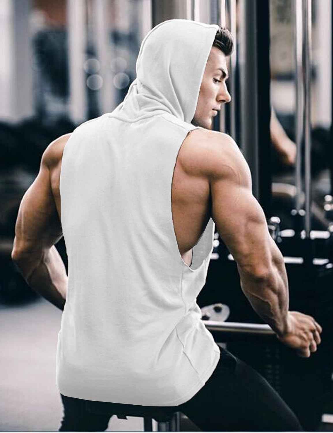Men’s Sleeveless Hooded Tank Top – Gym & Workout