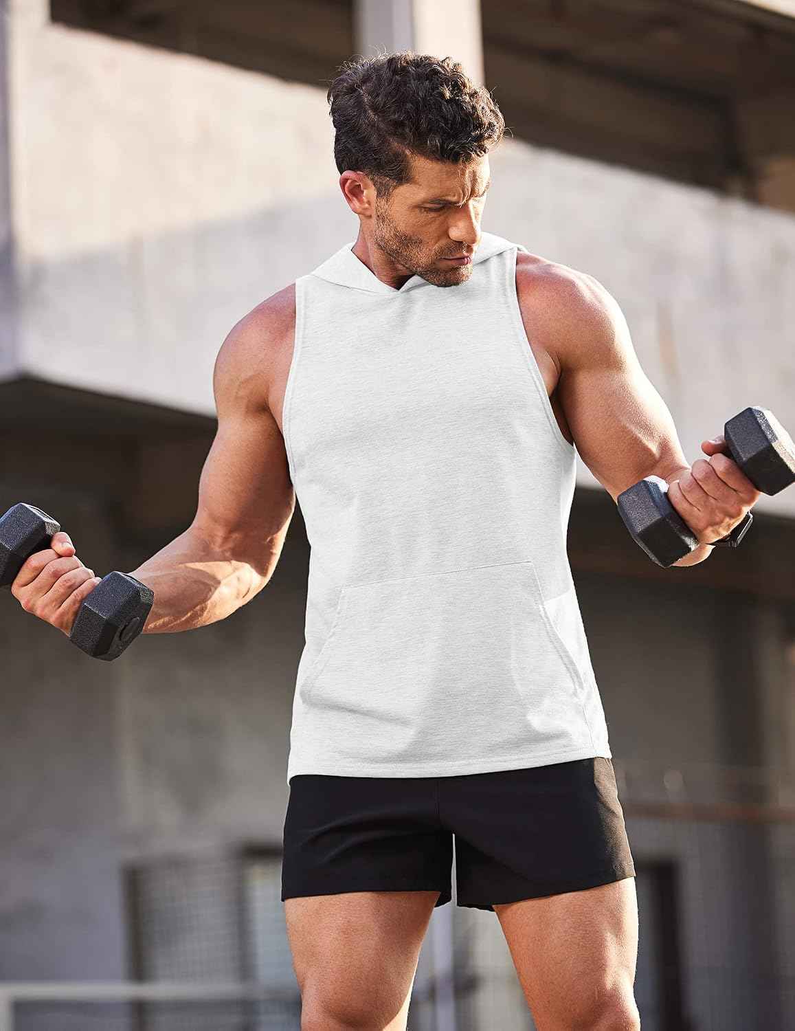 Men’s Sleeveless Hooded Tank Top – Gym & Workout