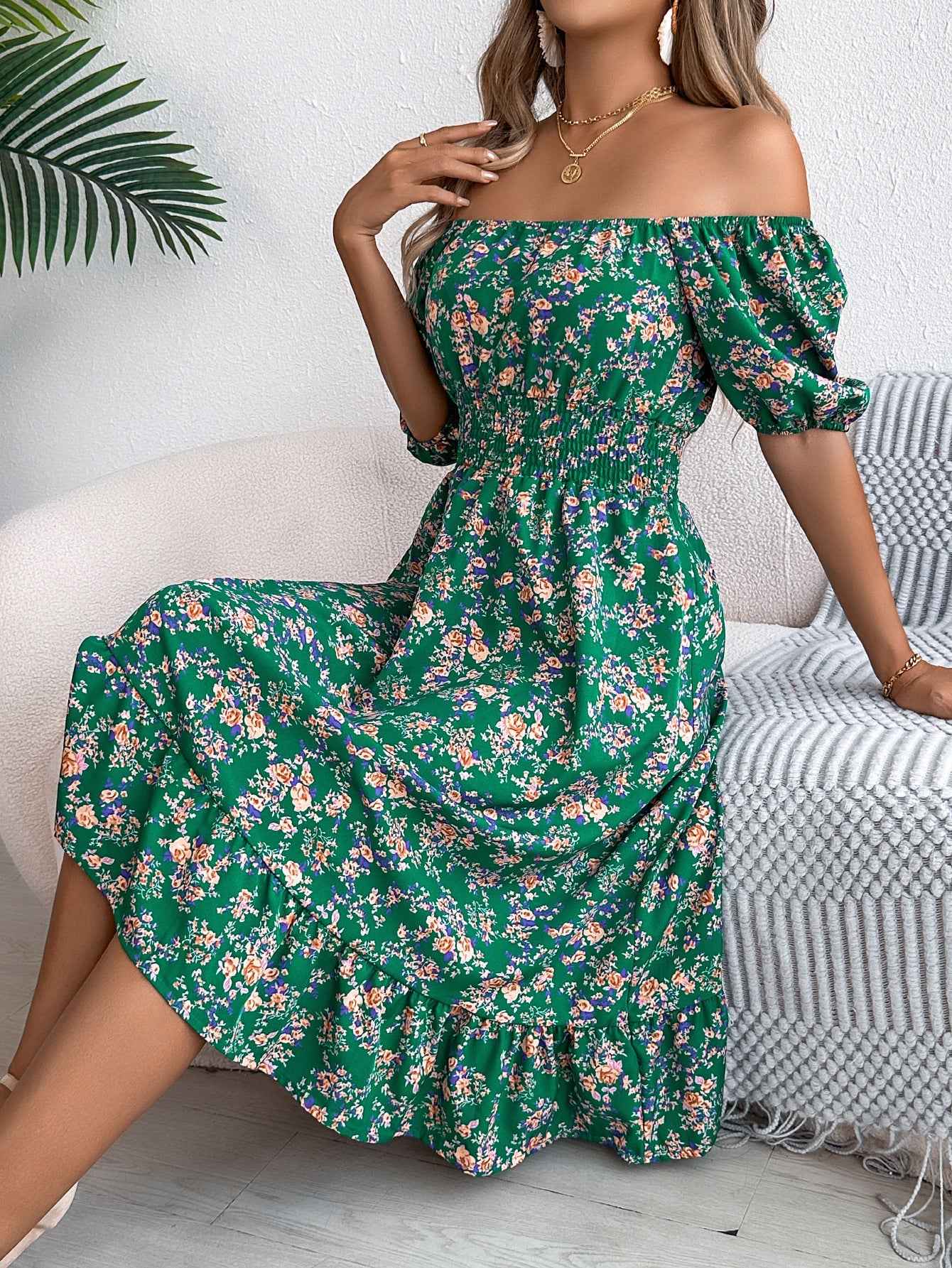 Timeless Floral Square Collar Dress