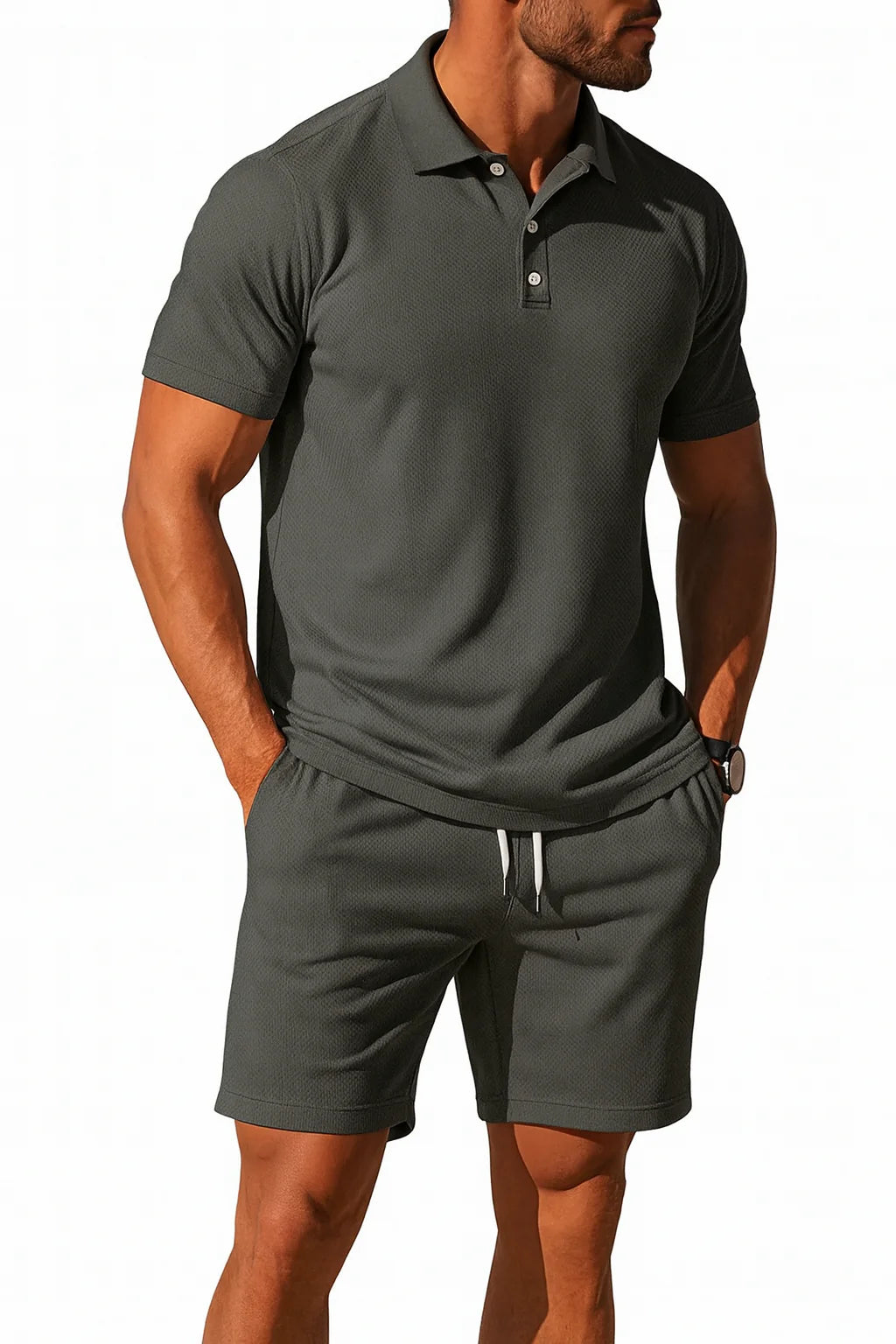 Men's Knit Polo & Shorts Set
