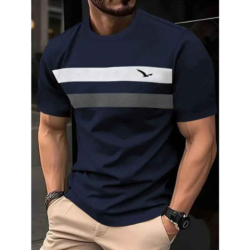 Men’s Striped Casual Crewneck T-Shirt