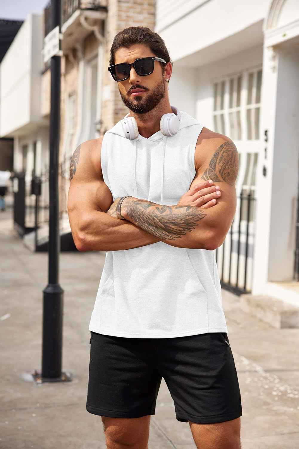 Men’s Sleeveless Hooded Tank Top – Gym & Workout