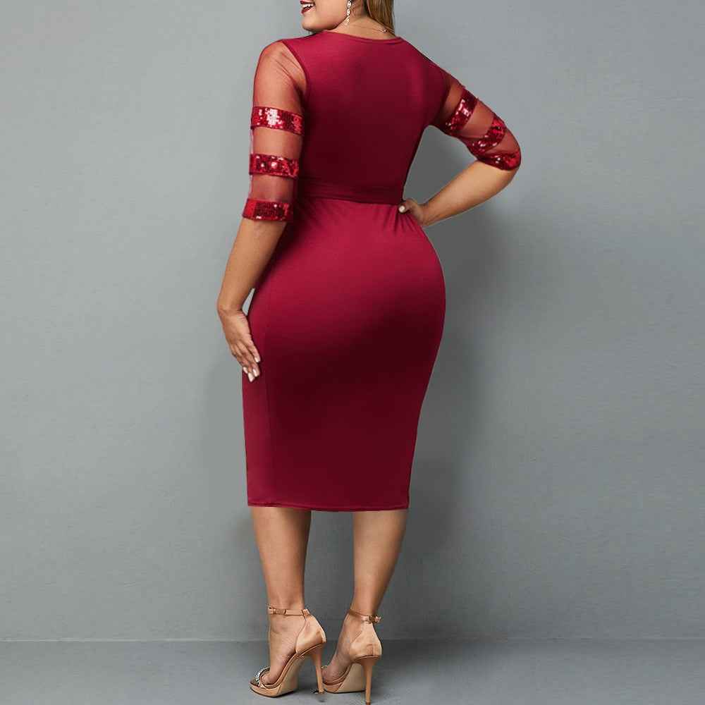 Women’s Plus Size Sequin Mesh Bodycon Dress