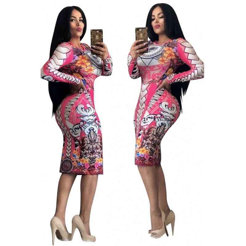 Women’s African Print Bodycon Midi Dress