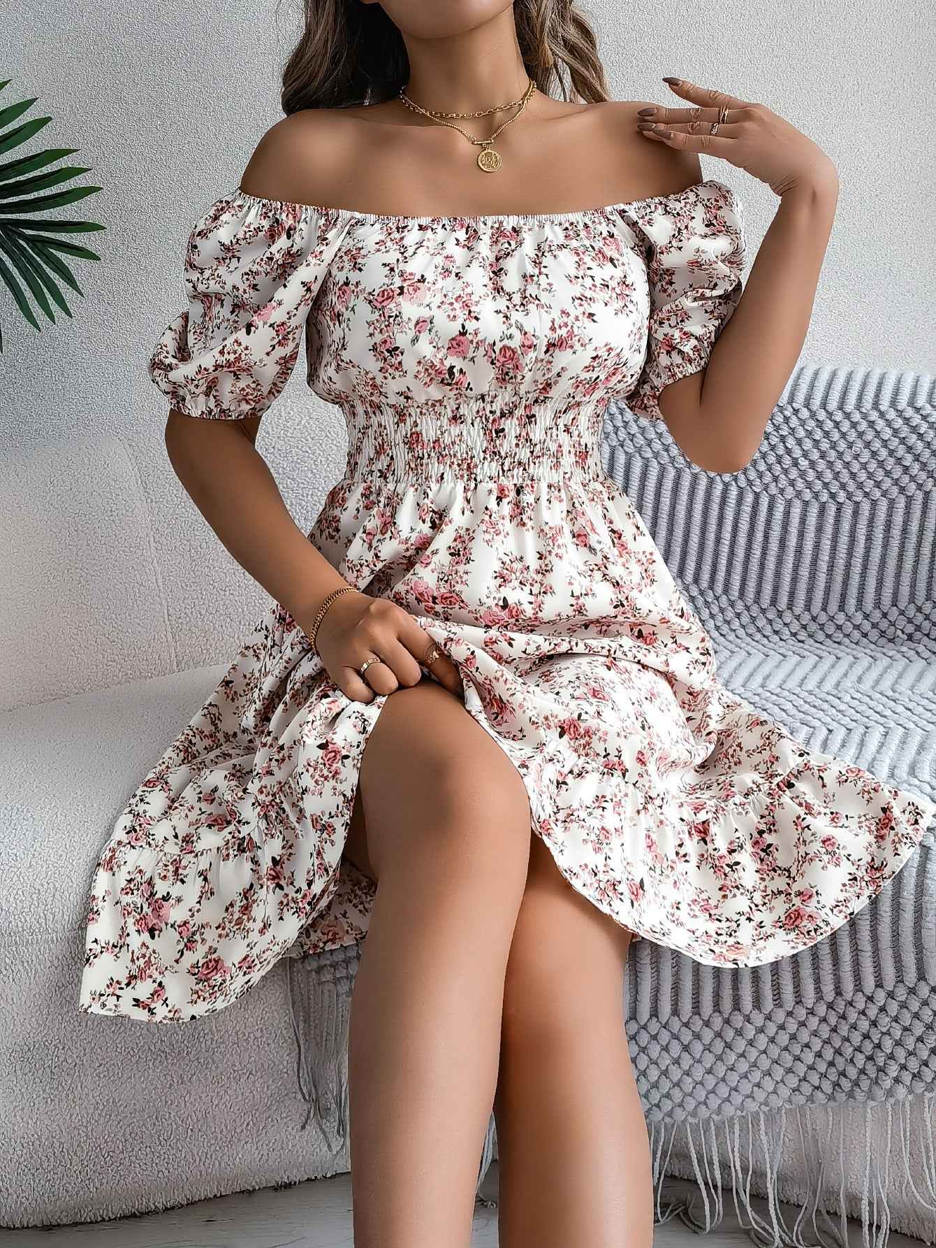 Timeless Floral Square Collar Dress