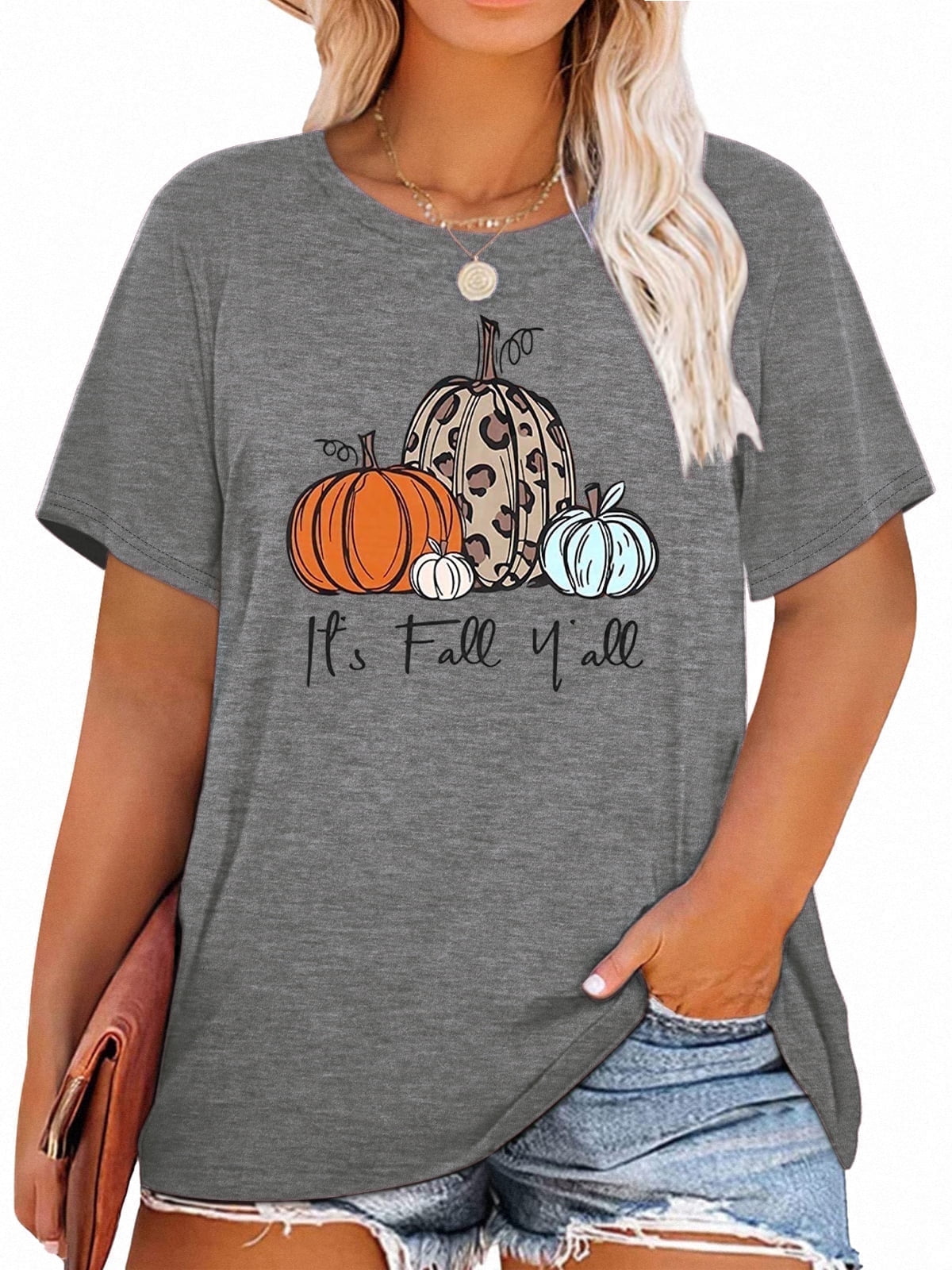 Women's Pumpkin Truck Graphic T-Shirt Plus Size