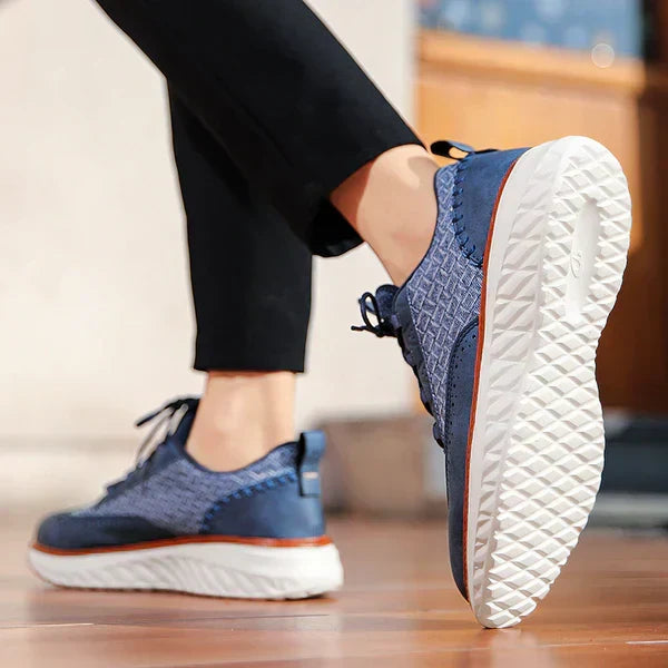 Men's Genuine Leather Mesh Sneakers