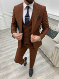Men’s Brown 3-Piece Slim Fit Suit