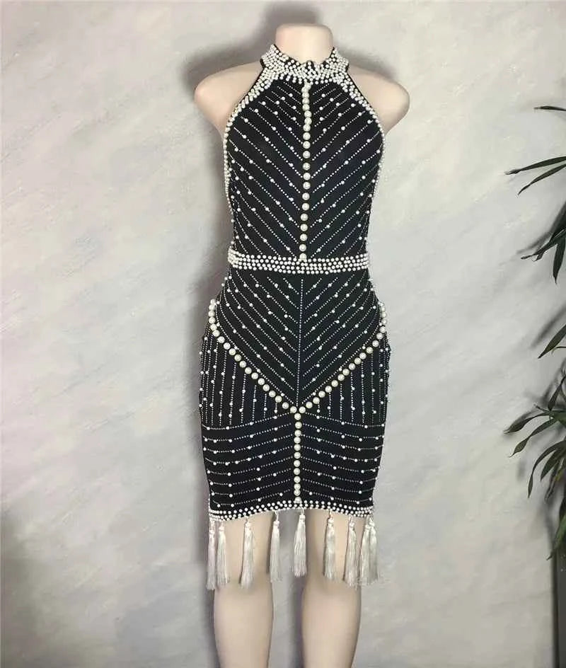 Beaded Tassel Midi Dress