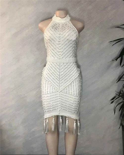 Beaded Tassel Midi Dress