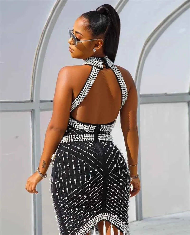 Beaded Tassel Midi Dress