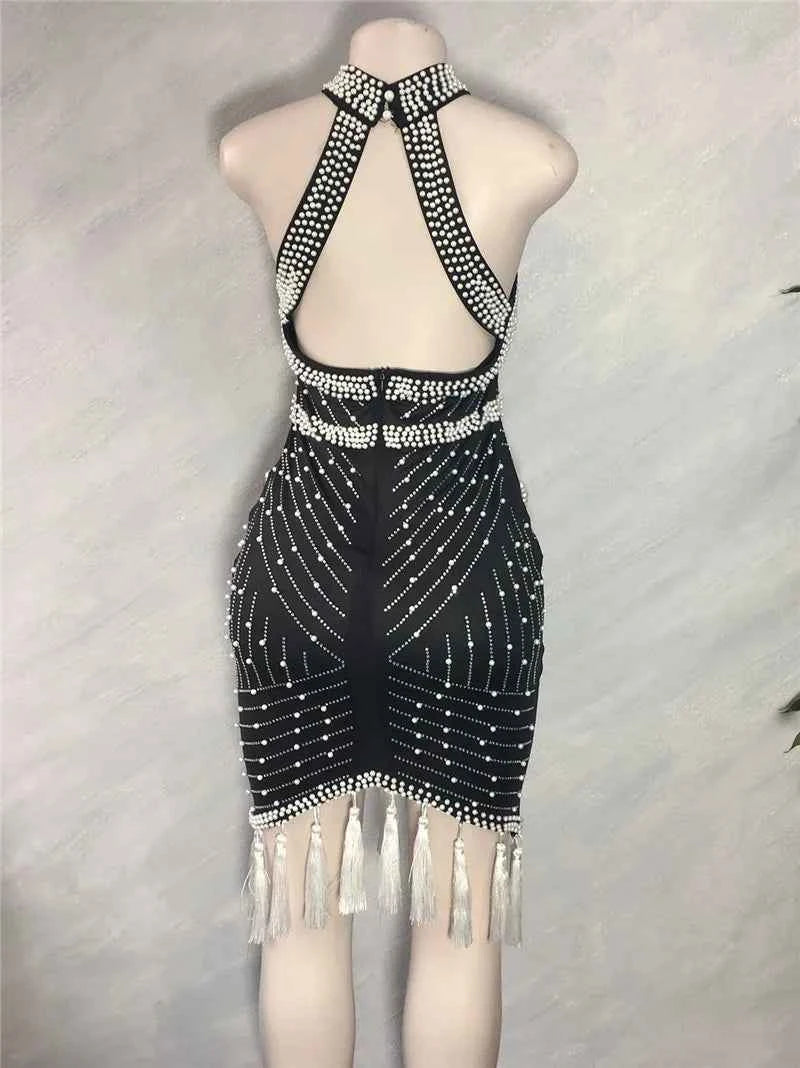 Beaded Tassel Midi Dress