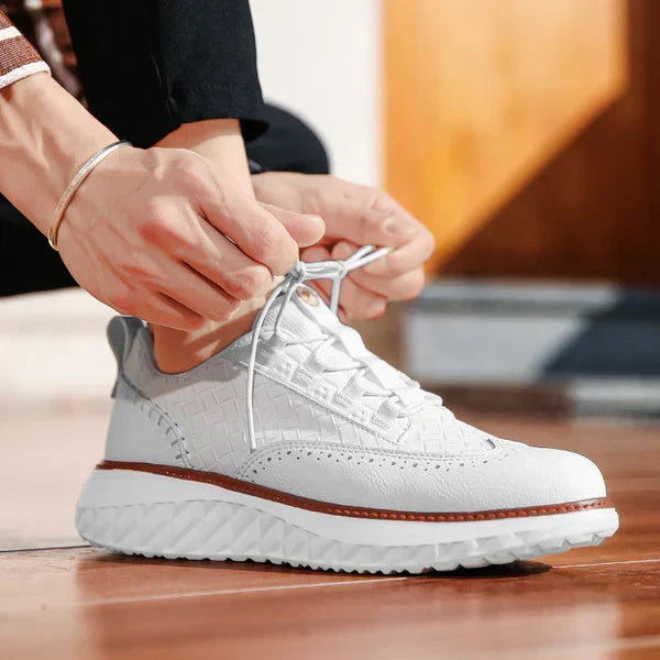 Men's Genuine Leather Mesh Sneakers