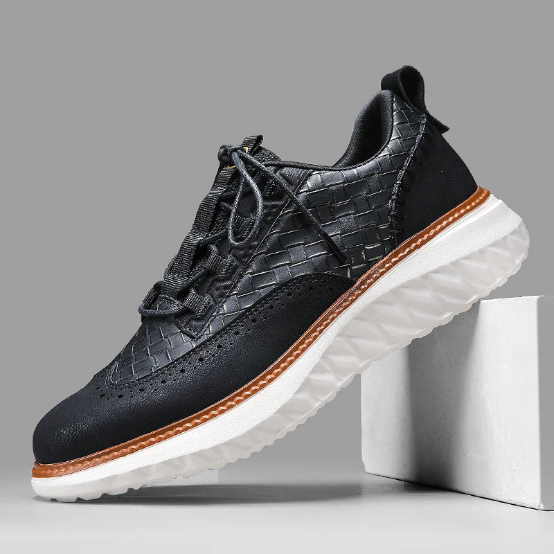 Men's Genuine Leather Mesh Sneakers
