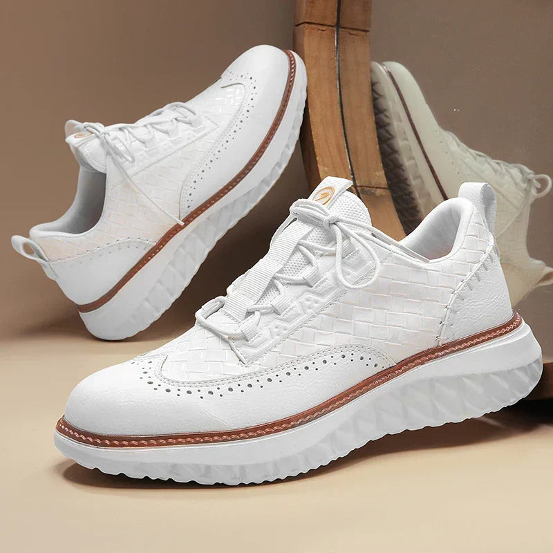 Men's Genuine Leather Mesh Sneakers
