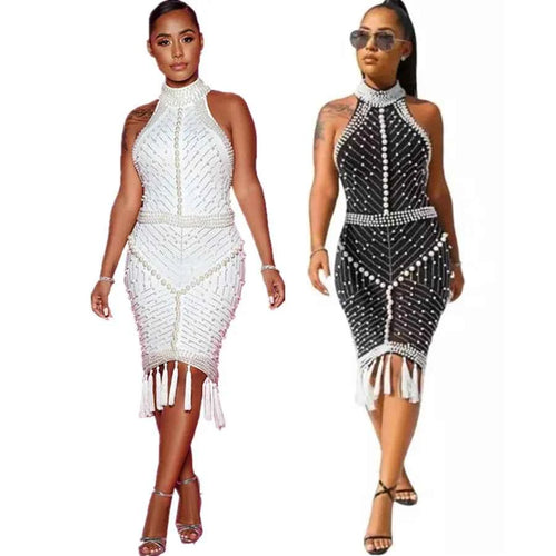 Beaded Tassel Midi Dress