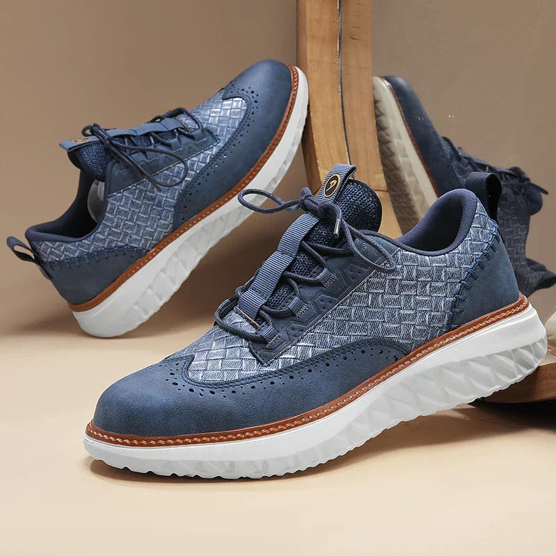 Men's Genuine Leather Mesh Sneakers