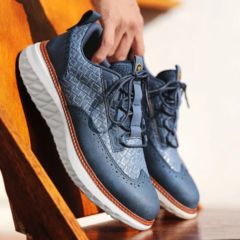 Men's Genuine Leather Mesh Sneakers