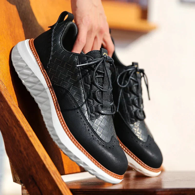 Men's Genuine Leather Mesh Sneakers