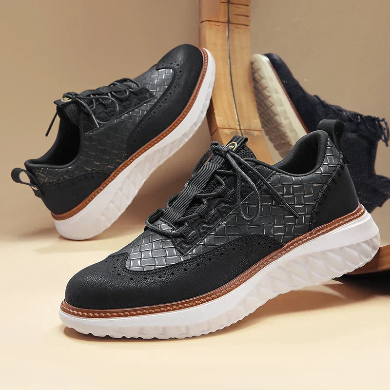 Men's Genuine Leather Mesh Sneakers