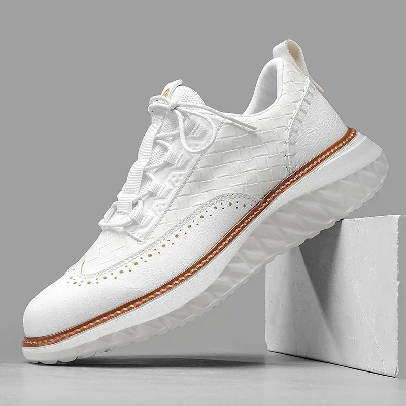 Men's Genuine Leather Mesh Sneakers