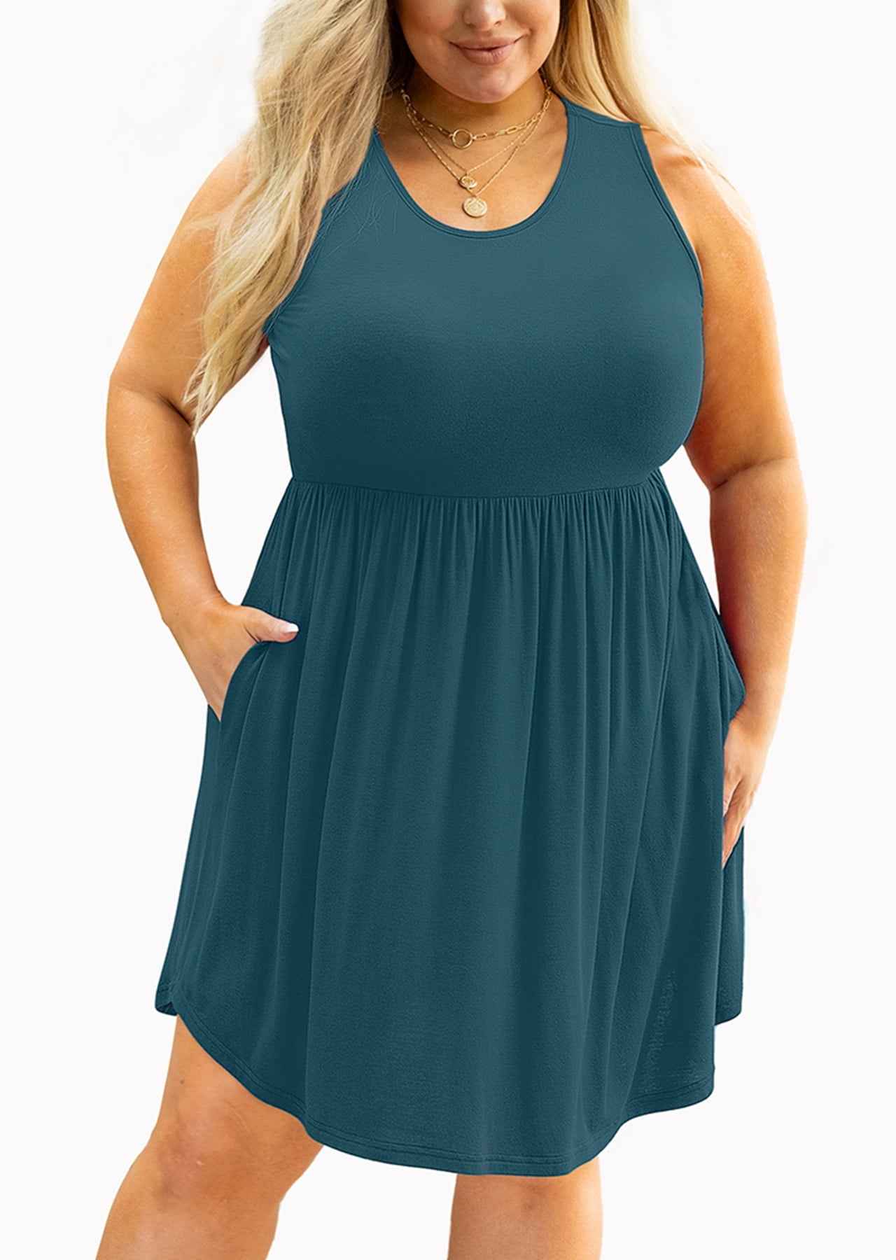 Plus size Lake Blue Swing Dress