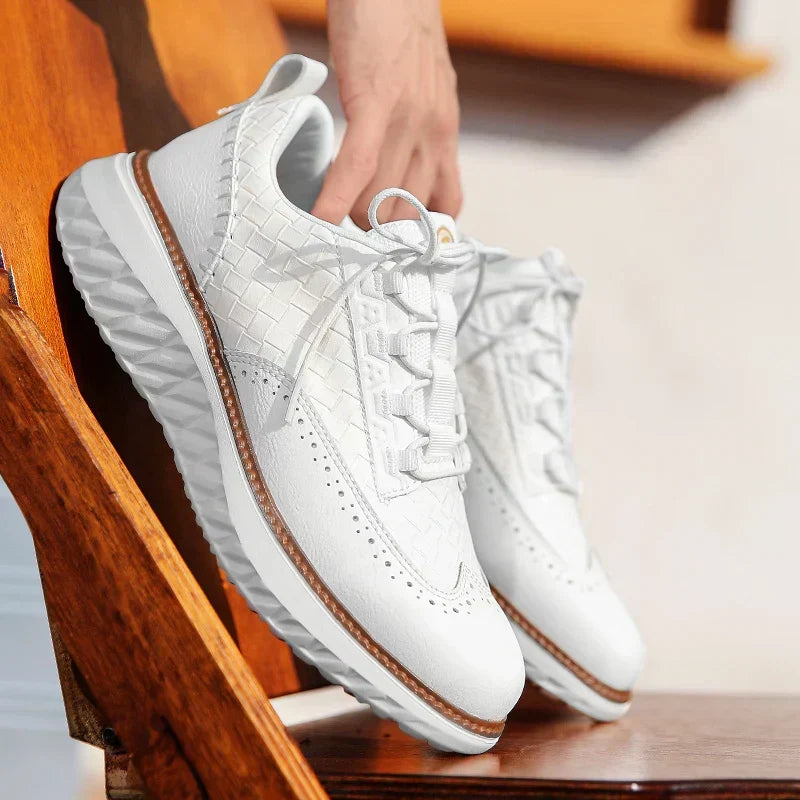 Men's Genuine Leather Mesh Sneakers