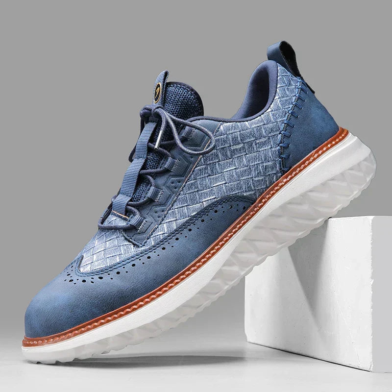 Men's Genuine Leather Mesh Sneakers