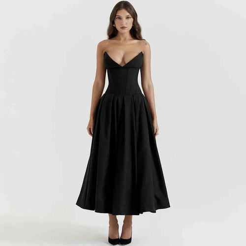 Black Corset Midi Dress