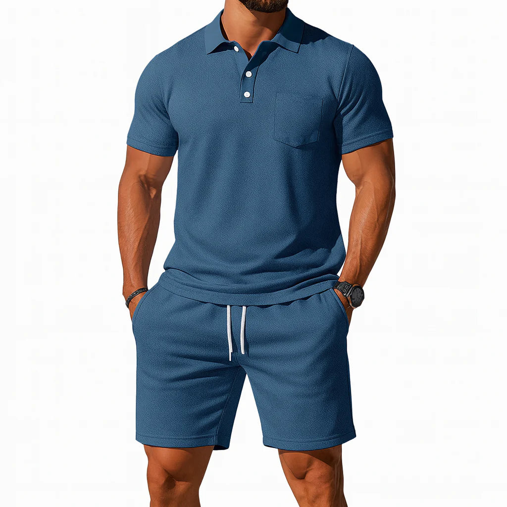 Men's Knit Polo & Shorts Set