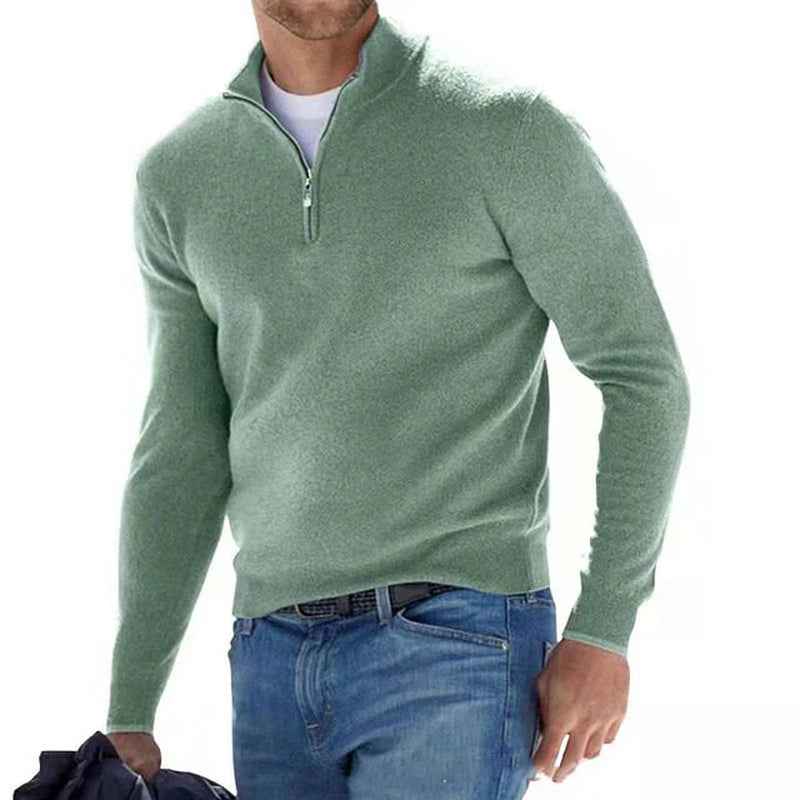 Men'S Half-Zip Sweater Merino Wool Knit Pullover