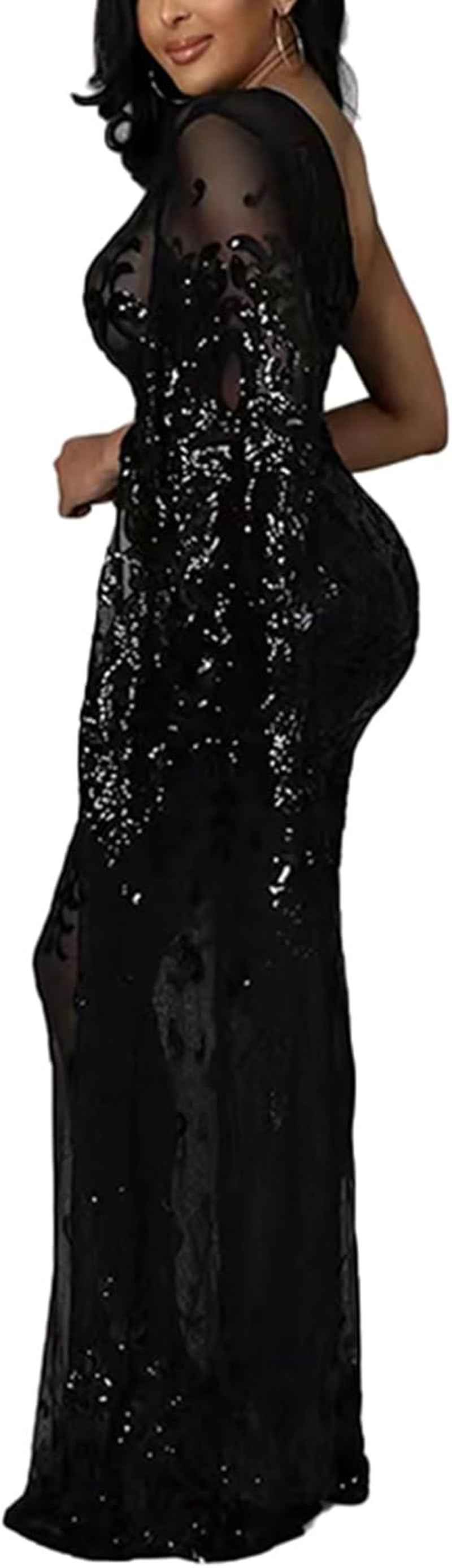 Sparkle Sheer Sequin Evening Gown